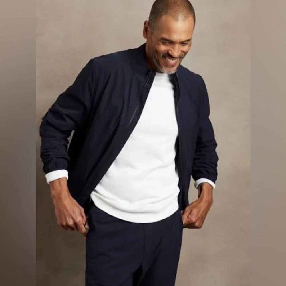 Banana Republic Men’s Motion Tech Full Zip‎ Jacket Navy Blue XL Water Repellent